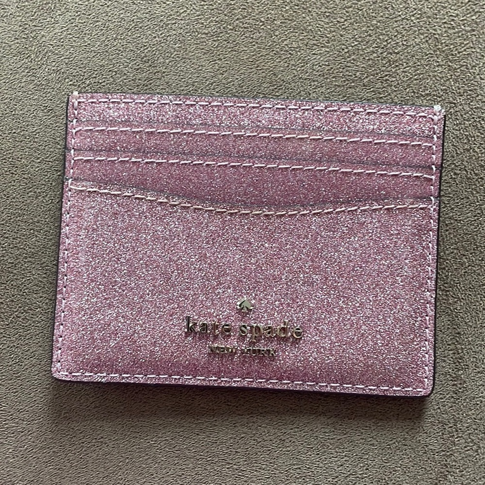 Kate Spade pink glitter cardholder